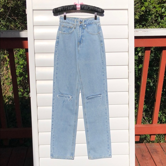 Princess Polly Blue High Rise Jeans with Classic Stitching NWT - Picture 2 of 13